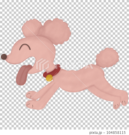Cute pink cartoon dog on a white background. Running and jumping happily. Cute pink cartoon dog on a white background. Running and jumping happily. 104858115