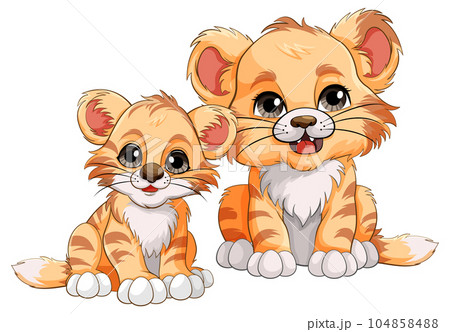 Cute Baby Tiger Cartoon Character 104858488