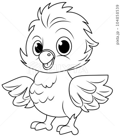 Chick doodle coloring page for children Chick doodle coloring page for children 104858539