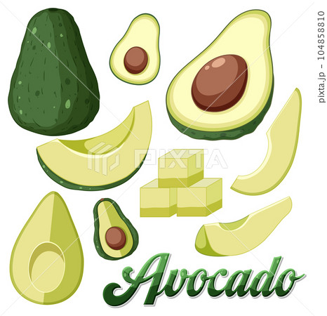 Set of avocado fruit cartoon 104858810