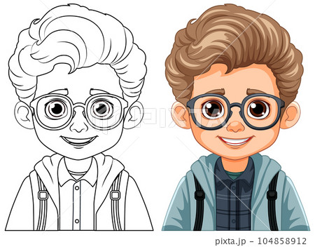 Boy with Blonde Hair and Brown Eyes Outline for Coloring Boy with Blonde Hair and Brown Eyes Outline for Coloring 104858912