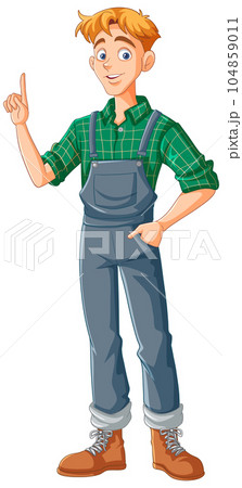 Young male farmer cartoon character 104859011