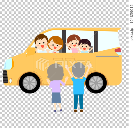 老夫婦送家人開車回家 老夫婦送家人開車回家 104859012