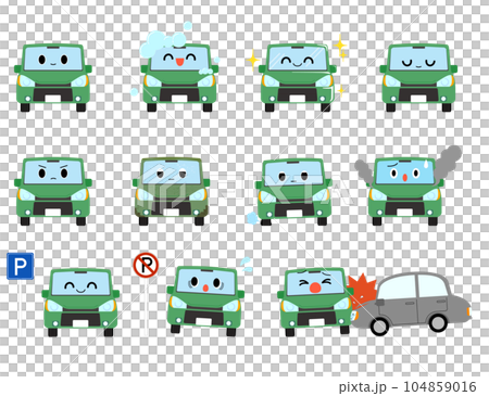 Car character set with various expressions 104859016