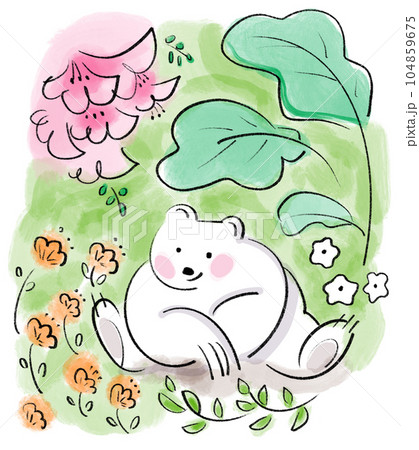 花を見つめる白熊 花を見つめる白熊 104859675