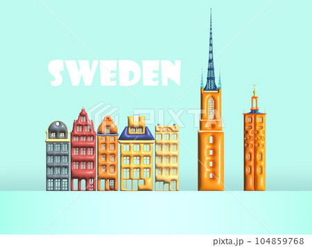 Sweden landmark in stockholm symbol and icon of swedish. Sweden landmark in stockholm symbol and icon of swedish. 104859768