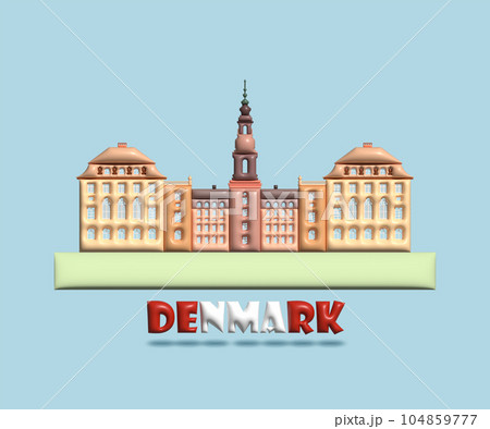 Architecture landmark in Denmark symbol and icon of copenhagen and christiansborg. Architecture landmark in Denmark symbol and icon of copenhagen and christiansborg. 104859777