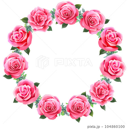 薔薇のリース　円形フレーム　赤 104860100