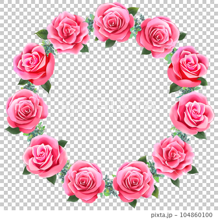 薔薇のリース　円形フレーム　赤 104860100