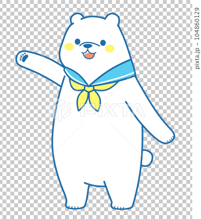 立って案内しているシロクマ　イラスト素材 104860129