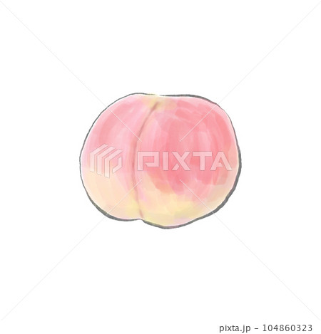 ピンク色で熟した美味しそうな桃の水彩イラスト／単体 104860323