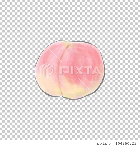 ピンク色で熟した美味しそうな桃の水彩イラスト／単体 104860323
