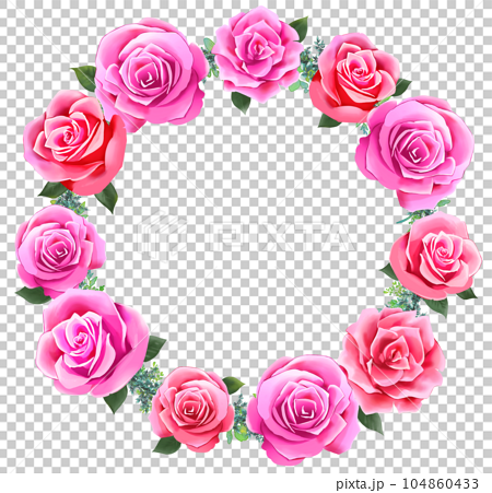 薔薇のリース 円形フレーム ピンクのイラスト素材 [104860433] - PIXTA