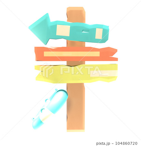 3D signpost icon summer rendered isolated on the transparent background 3D signpost icon summer rendered isolated on the transparent background 104860720