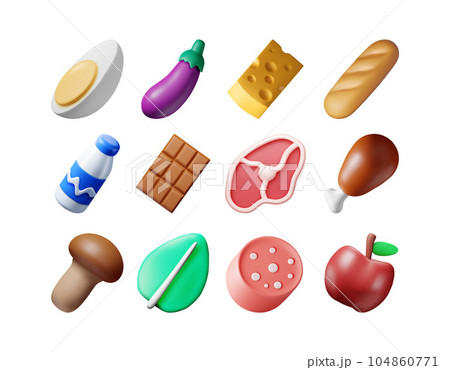 3D Collection of Fresh Products 104860771