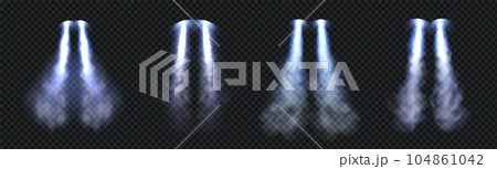 Jetpack smoke cloud trail with blue fire effect Jetpack smoke cloud trail with blue fire effect 104861042