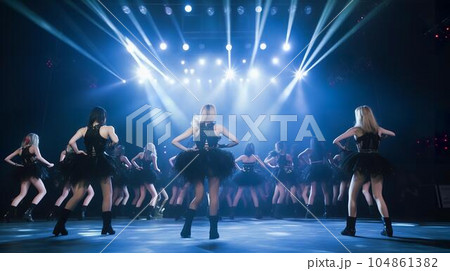 ライブハウス・コンサート会場でパフォーマンスする女性アイドルグループ 104861382