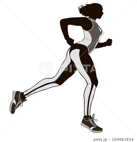 Running woman, abstract vector silhouette 104861654