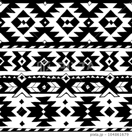 ethnic woven design seamless pattern, black white ethnic woven design seamless pattern, black white 104861679