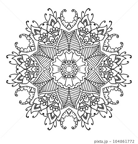 Floral mandala for coloring book, mehndi ornament 104861772