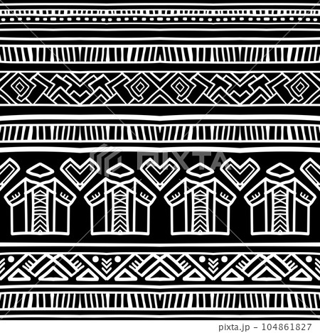 Native, ethnic seamless pattern, black and white 104861827