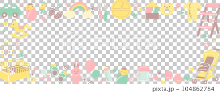 かわいい赤ちゃんアイテムのイラストのフレーム 104862784