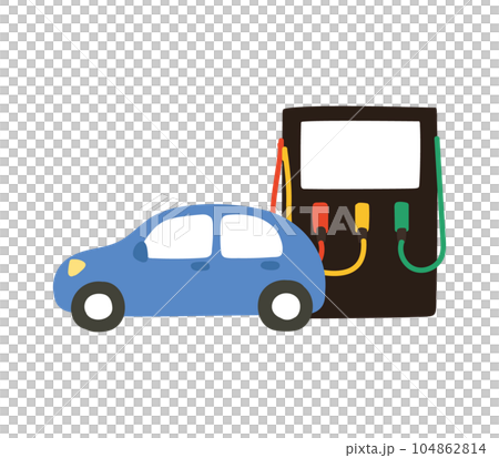 簡單可愛的汽車和汽油表插畫 104862814