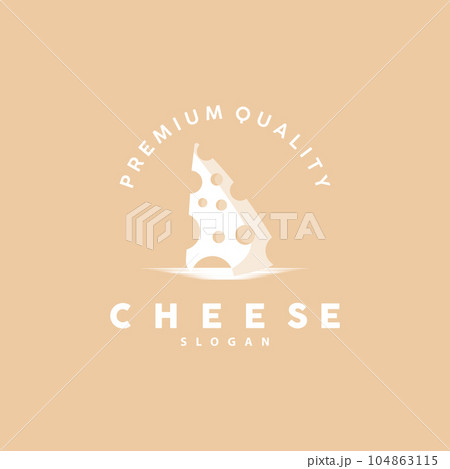 Cheese Logo, Cute Cheese Rustic Retro Vintage Vector Design, Icon Template Illustration 104863115