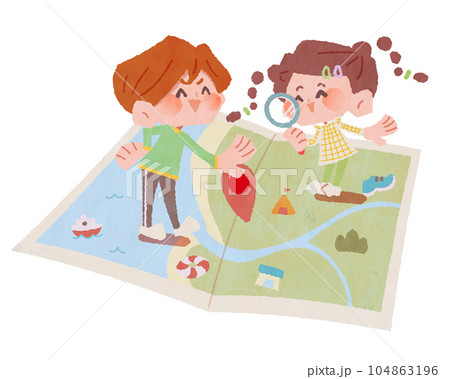 旅行の計画を立てる子供 旅行の計画を立てる子供 104863196