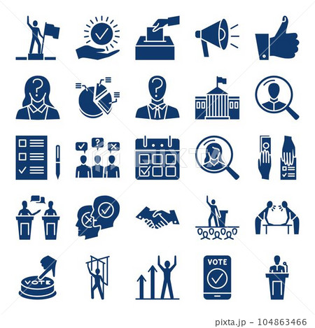 Politics icon set in glyph style 104863466