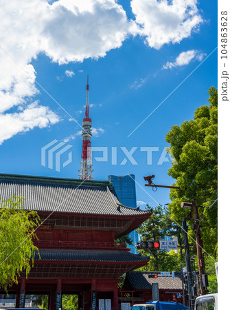 芝大門の街並みと東京のシンボルタワー方面の風景|東京都港区 芝大門の街並みと東京のシンボルタワー方面の風景|東京都港区 104863628
