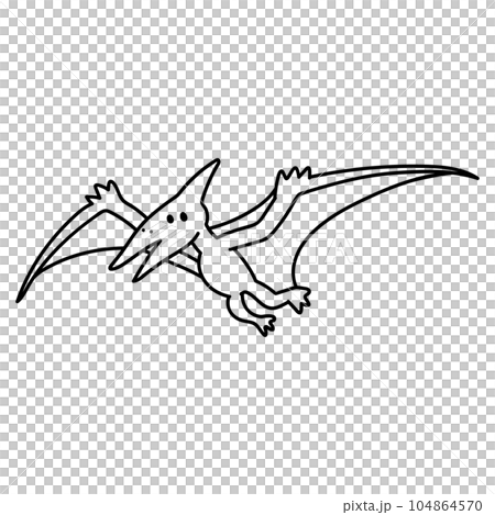 プテラノドン・ゆるかわ恐竜イラスト・線画 104864570