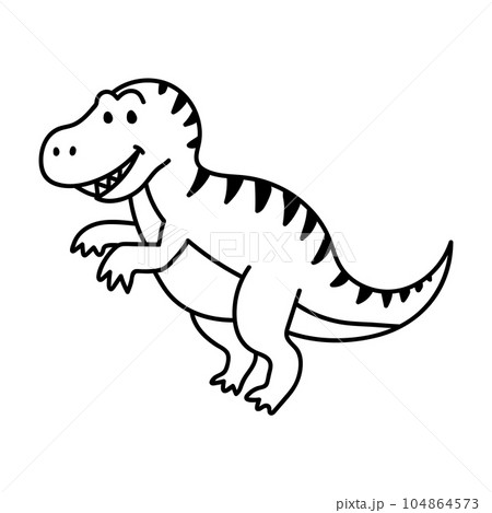 ティラノサウルス・ゆるかわ恐竜イラスト・線画 104864573