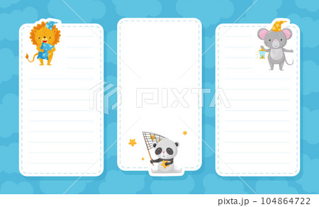 Empty Card with Cute Animals Having Bedtime Vector Template 104864722