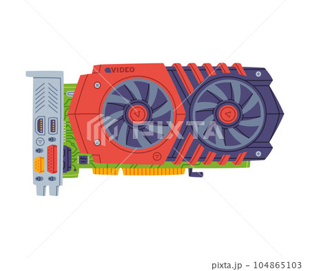 Display Video Card or Graphics Adapter as Personal Computer Accessory and Component for Repair Vector Illustration 104865103