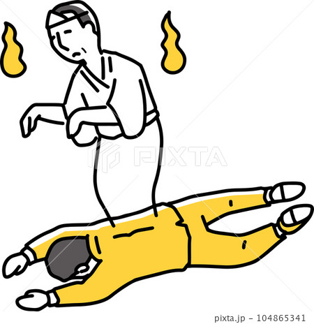 倒れて魂が抜け出ているビジネスマン 104865341