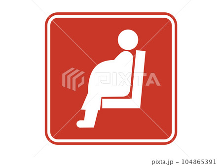 優先席マーク 赤色の妊婦さんのシルエットが優先座席に座る3Dイラスト 左向き 104865391
