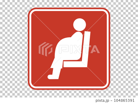 優先席マーク 赤色の妊婦さんのシルエットが優先座席に座る3Dイラスト 左向き 104865391