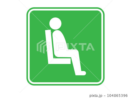 優先席マーク 緑色の人間のシルエットが椅子に座るイラスト 右向き 104865396