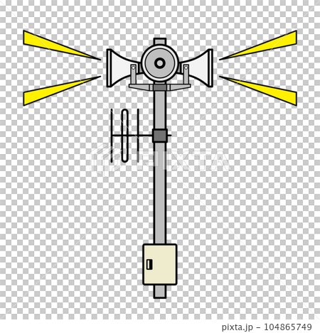 防災情報やJアラートなどを伝える屋外拡声器のベクター線画イラスト 防災情報やJアラートなどを伝える屋外拡声器のベクター線画イラスト 104865749