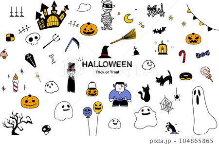 手描きのかわいいハロウィンセット 104865865
