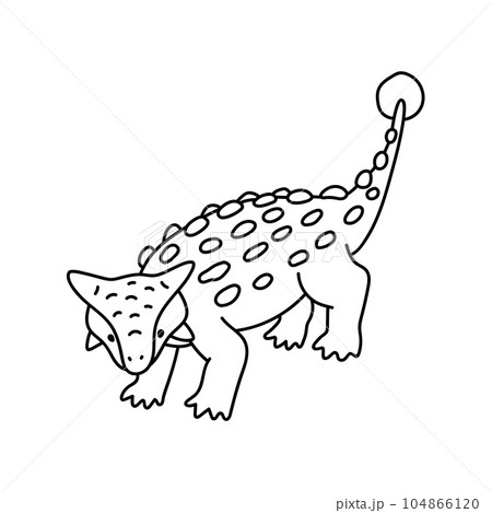 アンキロサウルス・ゆるかわ恐竜イラスト・線画 アンキロサウルス・ゆるかわ恐竜イラスト・線画 104866120