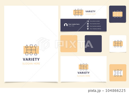 Variety logo design with editable slogan. Branding book and business card template. Variety logo design with editable slogan. Branding book and business card template. 104866225