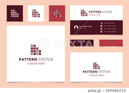 Pattern system logo design with editable slogan. Branding book and business card template. Pattern system logo design with editable slogan. Branding book and business card template. 104866228