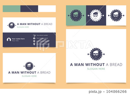 A man without a beard logo design with editable slogan. Branding book and business card template. 104866266
