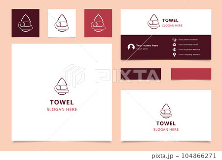Towel logo design with editable slogan. Branding book and business card template. 104866271