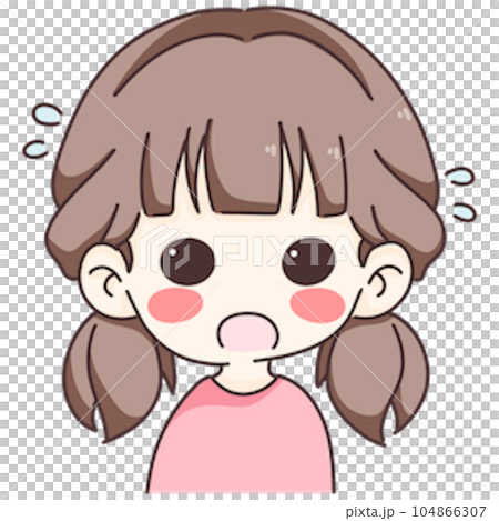 Cartoon cute girl anxious 104866307