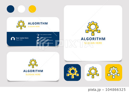 Algorithm logo design with editable slogan. Branding book and business card template. 104866325