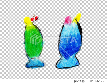 子供が描いたレトロなクリームソーダとメロンソーダ 104866427
