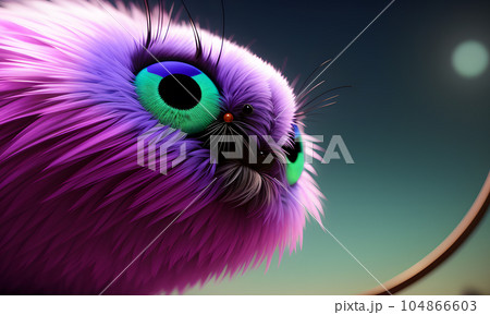 Shaggy hairy woolen cute spider, created with the help of artificial intelligence, AI generative. 104866603